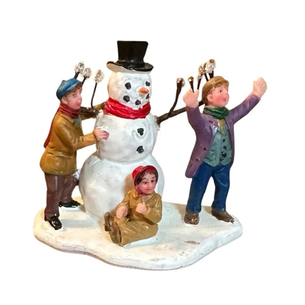 Lemax Christmas Village Kids Making Snowman Figurine 2.75 inches Wide X 2.5 Tall